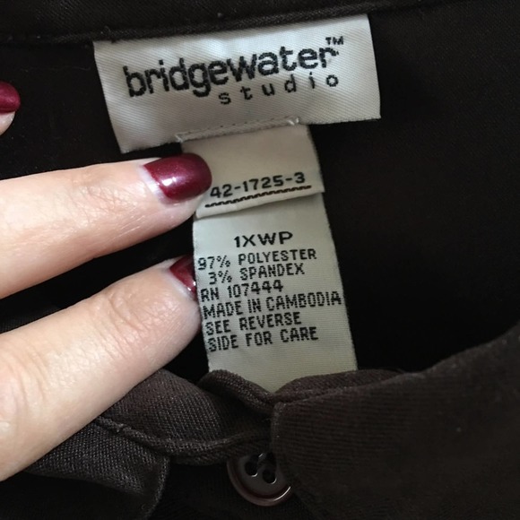 Women's Bridgewater Studio Long Sleeved Chocolate Brown Button Shirt, Size XLP - Picture 7 of 7